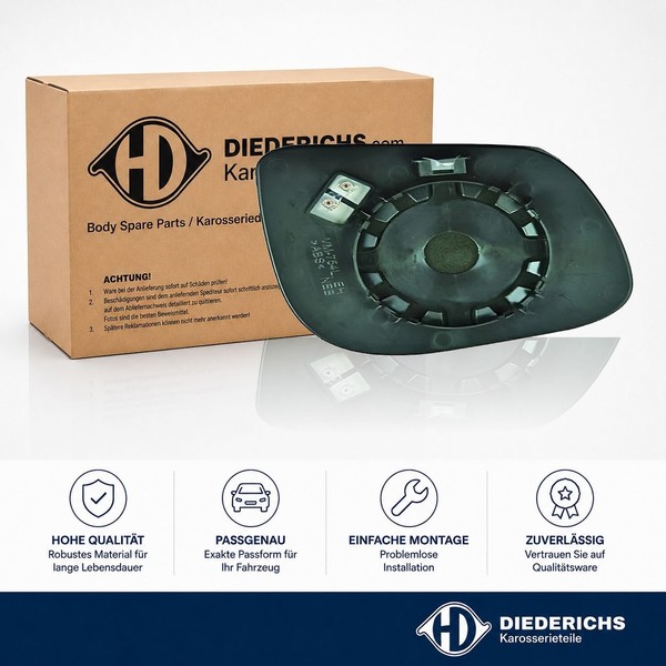 Spiegelglas Aussenspiegel Rechts Diederichs 6553326 FÜR KIA Ersatzglas Spiegel-image