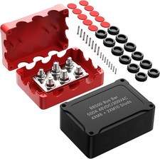 500A Waterproof Power Distribution Bus Bar w 4x5/16 2x3/8 Studs Marine Car