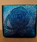 Vintage Blenko Glass  #6317 Turquoise Rose Vase 1963 Wayne Husted Design