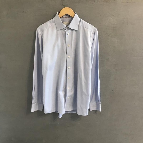 Men Eton Shirt Blue Cotton 42 / XL / 50 #1VZ8