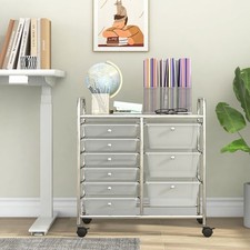 9-Drawer Rolling Storage Cart with Colorful Drawers and Metal Frame