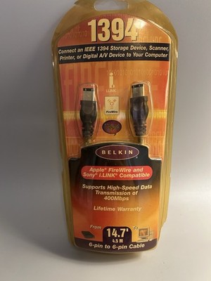 Belkin 1394 IEEE Firewire 6 Pin To 6 Pin Cable Model F3N400-14-ICE 14.7' 