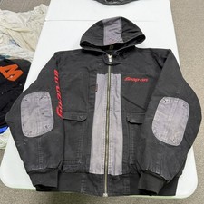 Snap-on Hooded Work Jacket Mens XL Black Good Canvas Quilted Lined Heavy Duty