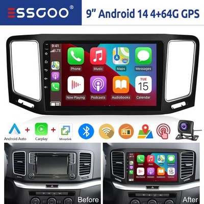 4+64GB Android 14 Autoradio Carplay GPS KAM+ Für VW Sharan II 7N Seat Alhambra 2