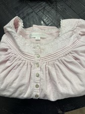 EILEEN WEST Long Cotton Flannel Nightgown long sleeve Pockets Sz S Pink Rose's