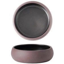 Uaral Ceramic Salad Bowls Set,18 Ounce Black Shallow Bowl Set for Pasta,Desse...