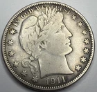 1911 S Barber Silver Half Dollar A32
