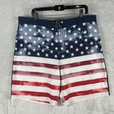 Hurley Boardshorts Men s 38 Phantom American Flag Drawstring Swim Shorts
