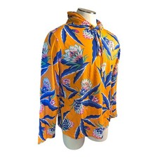 NWT Men L Polo Ralph Lauren Orange Pullover Hoodie Floral Print Beach Sweatshirt