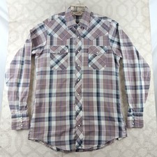 Sundance Career Club Western Plaid Shirt Mens Medium Extra Long Sleeve Cowboy