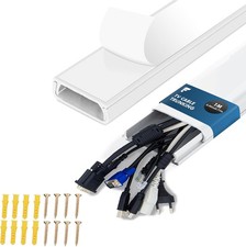 TV Cable Trunking 1m – PVC Wire Tidy for Wall Wire Cover, Hides 1~10 Cables, 