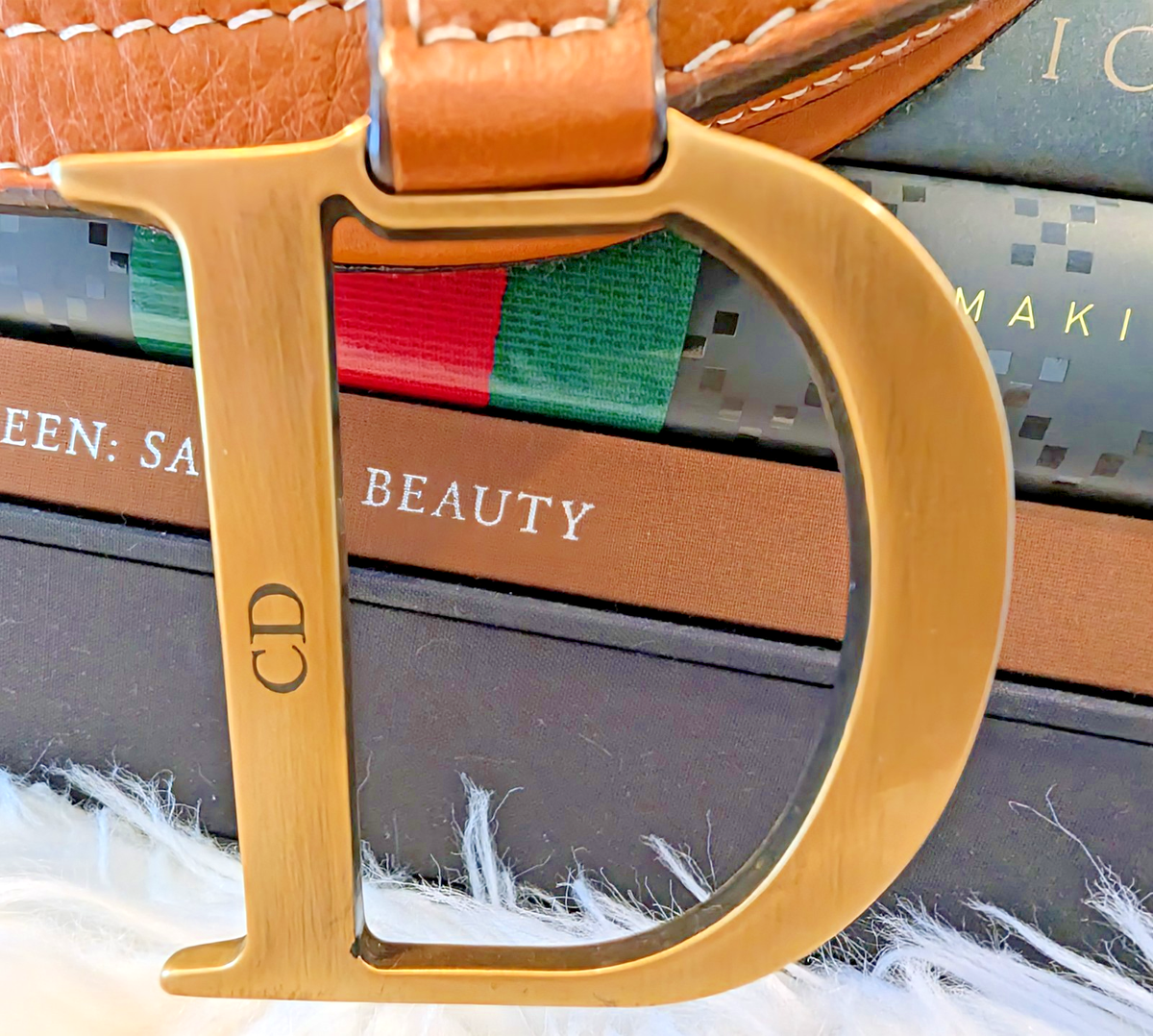 Christian Dior Saddle Bag Tan Leather / Antique Gold / Crossbody