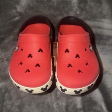 Crocs Mickey Mouse Kids Shoes Sz J/2 Slip On Slingback Casual Sandals  Blk/Red 