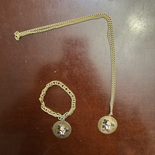 Vintage 1970s Mickey Mouse Necklace Pendant bracelet Walt Disney Production Rare