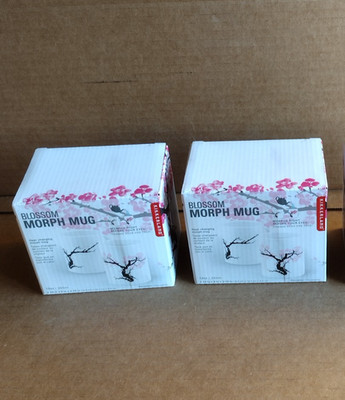 2 PK Blossom Morph Mug 12oz Heat Changing Morph Mug Cup Kikkerland Flowers NEW