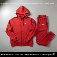 Red Nike Hoodie Full Zip 2 piece tracksuit Sportswear Fleece Tracksuit