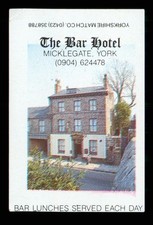 Matchbox label The Bar Hotel Micklegate York Yorkshire MG1286