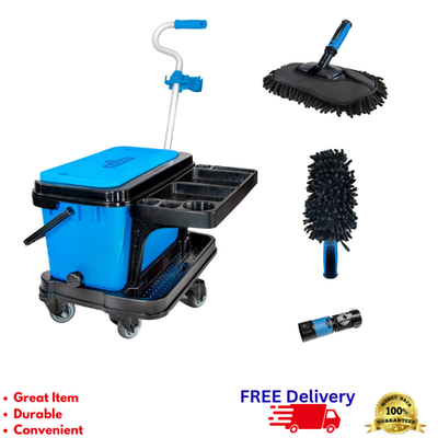 #ad Rolling Auto Detailing Utility Cart 6 Gal Bucket Tool Holder Seat amp; Wash Brushes $250.99