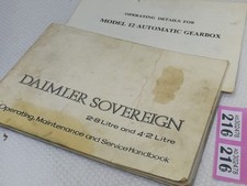 DAILMER SOVEREIGN 2.4 AND 4.2 OWNERS HANDBOOK 1972