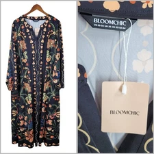 NEW Bloomchic Maxi Dress Plus 22/24 22W 24W Floral Black Long Boho Whimsigoth 3X