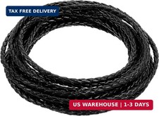 5.5 Yards Braided Leather Cord, 4mm Genuine Braided Boho Leather Cord Strip Brai