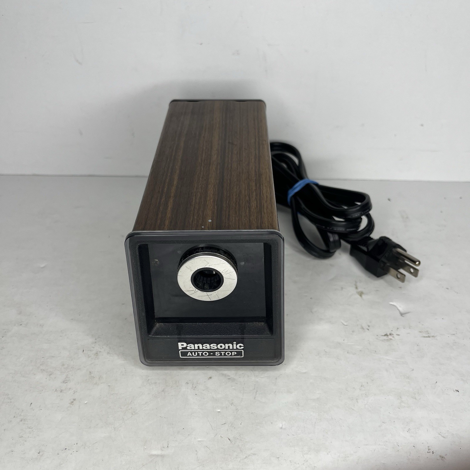 Panasonic KP-77 Electric Pencil Sharpener Auto-Stop Woodgrain Tested Japan