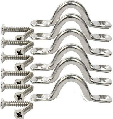Amarine Made 6 Pack Stainless Steel Bimini Boat Top PAD Eye, Eye Strap,Tie Down