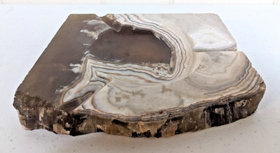 LARGE NATURAL POLISHED AGATE STONE SLAB ASHTRAY/TRINKET DISH 7'' x 5 5/8'' x 1''
