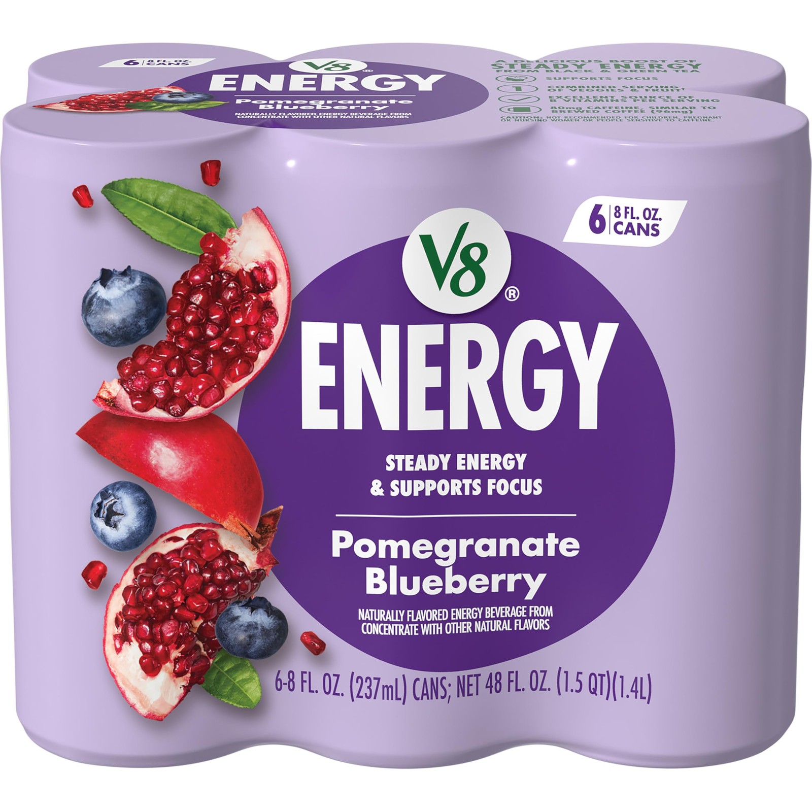 V8 +Energy Pomegranate Blueberry Pack of 6 (8 Fl Oz), 