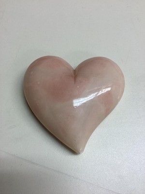 Ducceschi Volterra Alabaster Hand Carved Pink Heart Paperweight Made in Italy