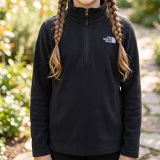 The North Face Girls Glacier 1/4 Zip Fleece Pullover Black Girls L/G T93NS4