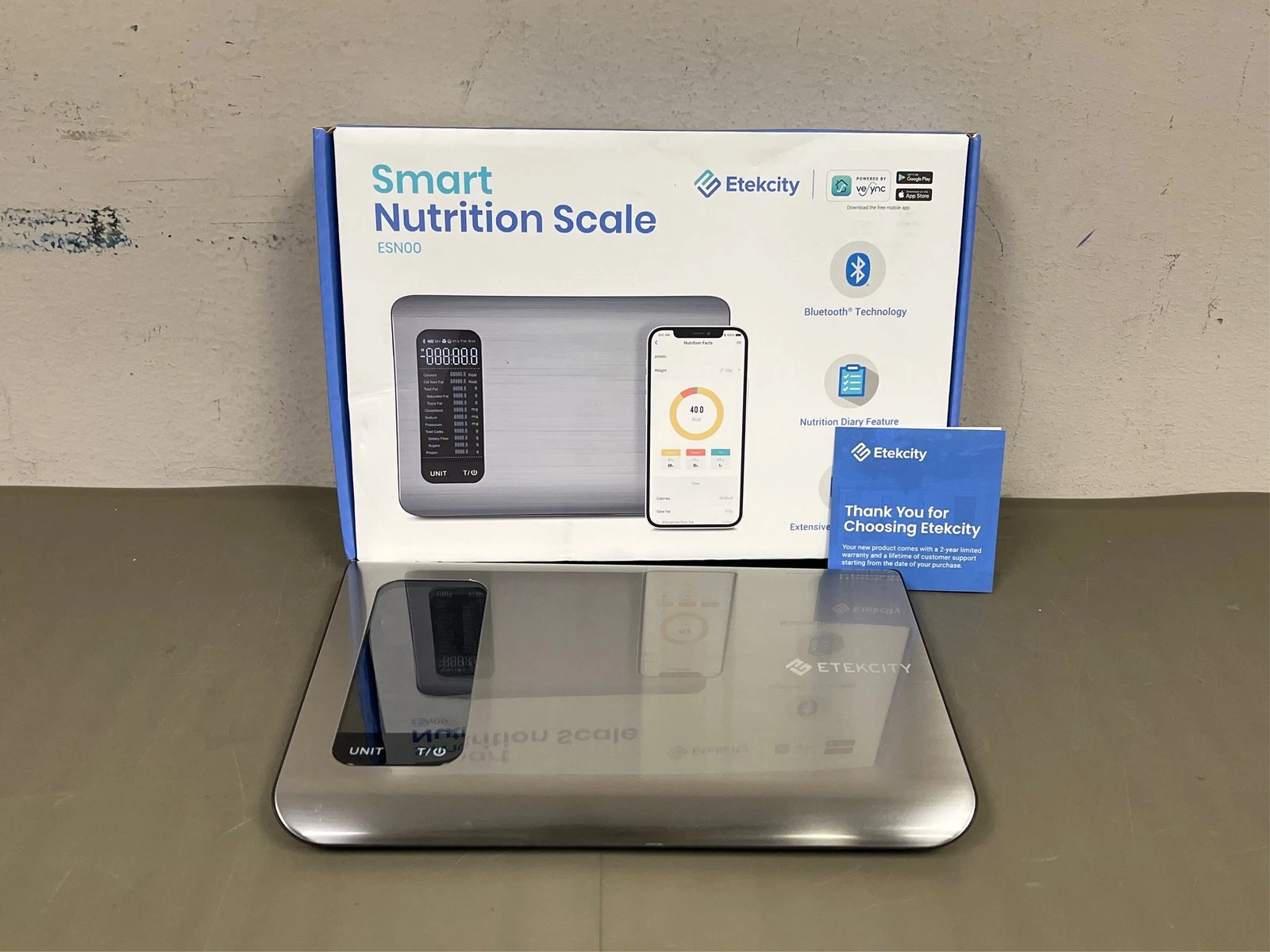 Etekcity ESN00 Digital Kitchen Scale, Smart Food Scale with Nutritional Calculat