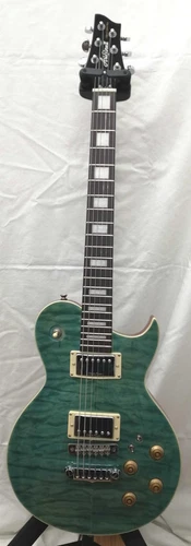 Aria Pro II Les Paul See-through Green PE-480 Electric Guitar Used Japan w/SC