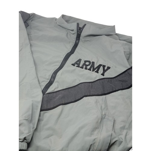 US Army PT Warm Up Jacket Size Medium Long Gray Lined Windbreaker - Picture 3 of 7