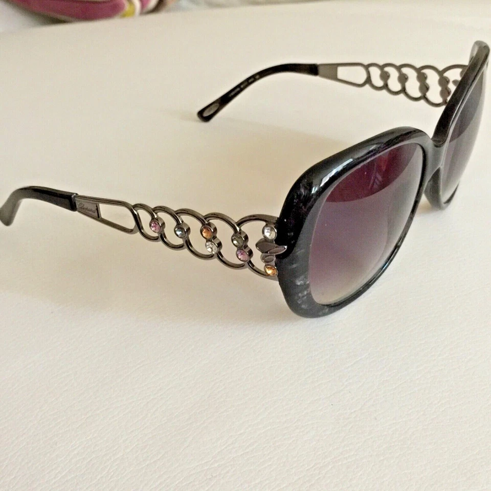 NUEVO SIN ETIQUETAS Gafas de sol Chopard para mujer SCH 074S gris/púrpura degradado cristales de Swarovski Foto 3 de 4