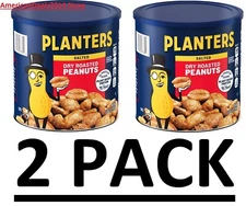 2 PACK - Planters Dry Roasted Salted Peanuts Can 52 oz (Total 104 oz) FREE SHIP!