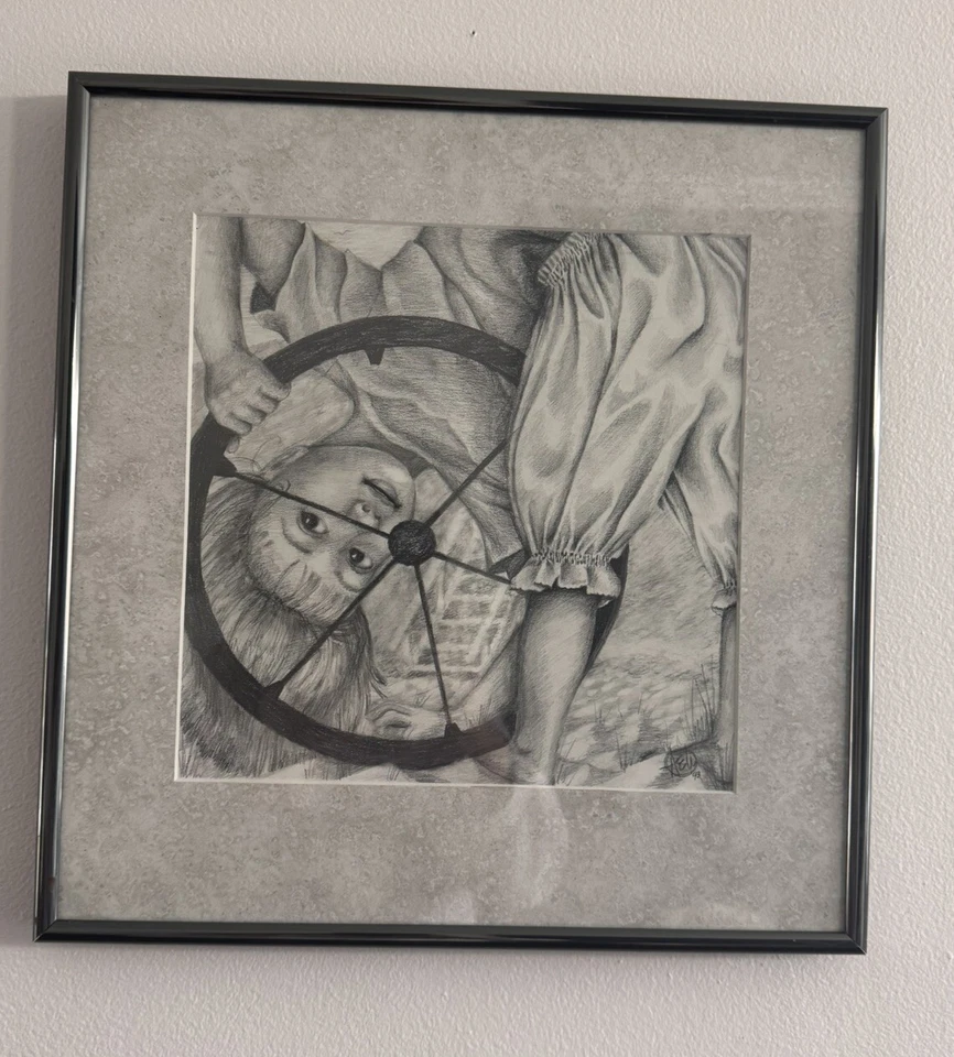 Original Vintage Dibujo a Lápiz de Niño en Juego Firmado AEW Realismo Exquisito Foto 2 de 4