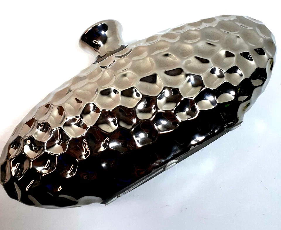 Silver Hammered Ceramic Vase Oval Thomas Philipps Germany - Image 2 of 4