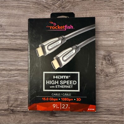 HDMI Cable 9 FT Genuine Rocketfish RF-G1168 High Speed With Ethernet Gray