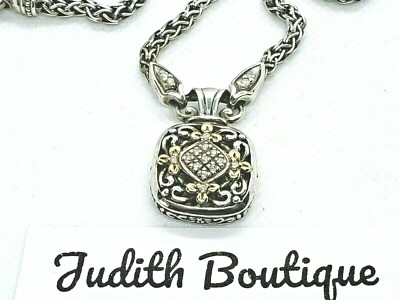 Gabrielle Bruni 925 Sterling Silver 14K Gold Diamond 18'' Necklace Jewelry