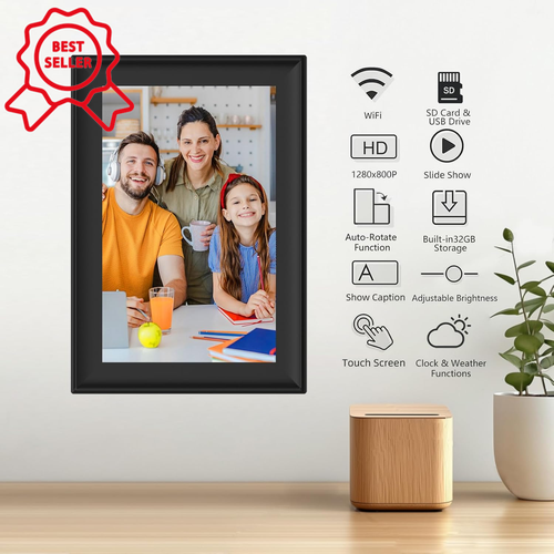 "32GB 10.1" WiFi Digital Photo Frame HD Touch Screen Auto-Rotate SD/USB" - Picture 2 of 12