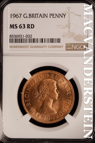 Great Britain: 1967 One Penny - NGC MS 63 RD - Brilliant Uncirculated #SLF460