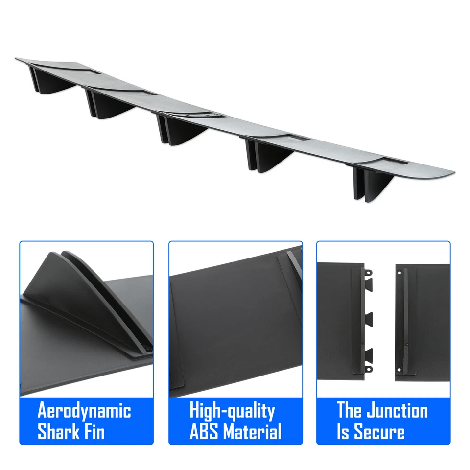 Matte Black 5 Fins Rear Bumper Diffuser Lip Spoiler Splitter For Hyundai Elantra - Image 4 of 4