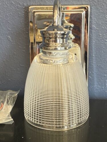 Lucky Wall LED 1-Light Chrome Bath Vanity Sconce Glass Shade Dimmable Lighting