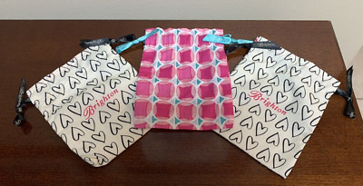 Brighton Lot Of 3 Jewelry Bags Black White Heart Hearts Pink Geometric Designs