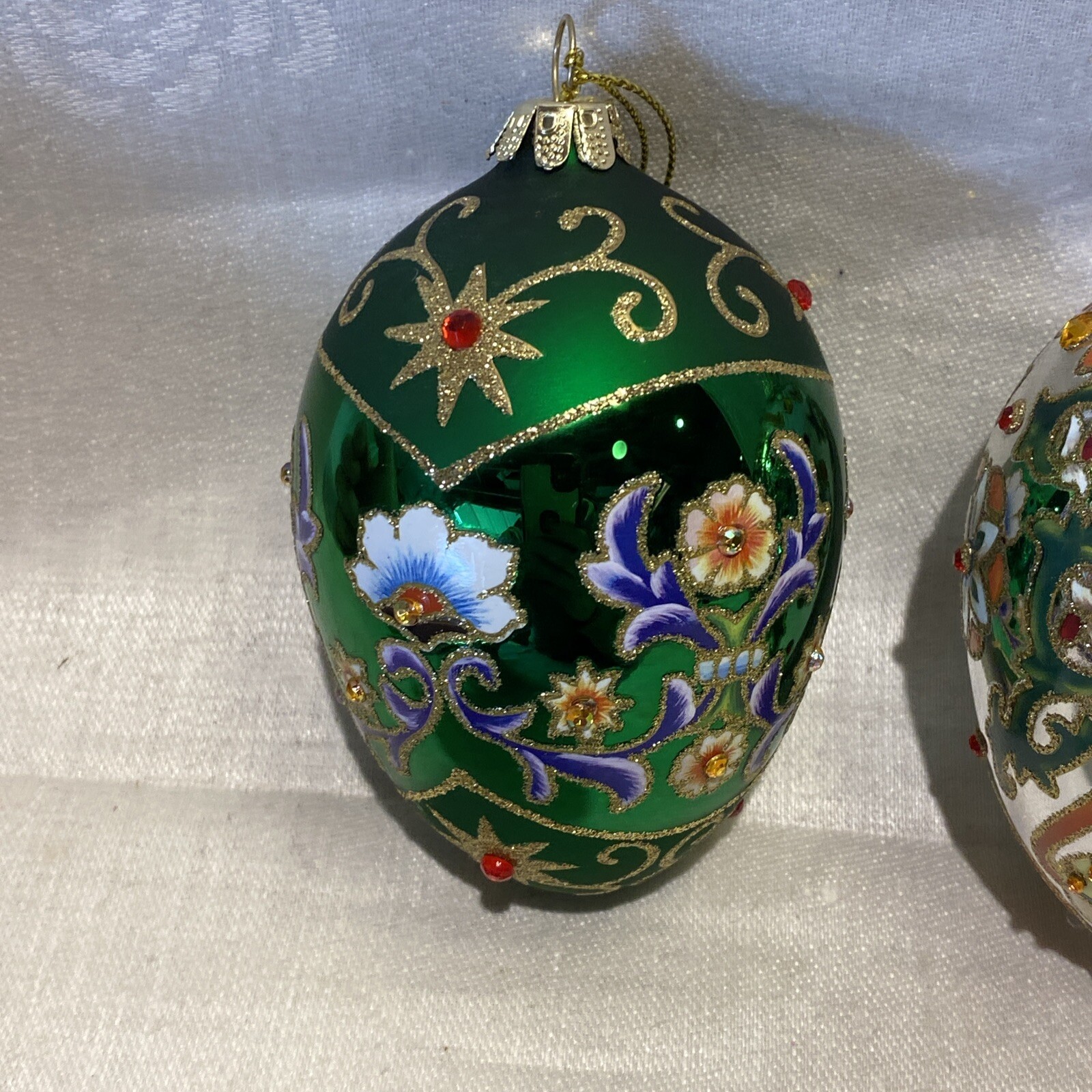 4 Beautiful Joan Rivers Egg Shaped Ornaments Flower eBay