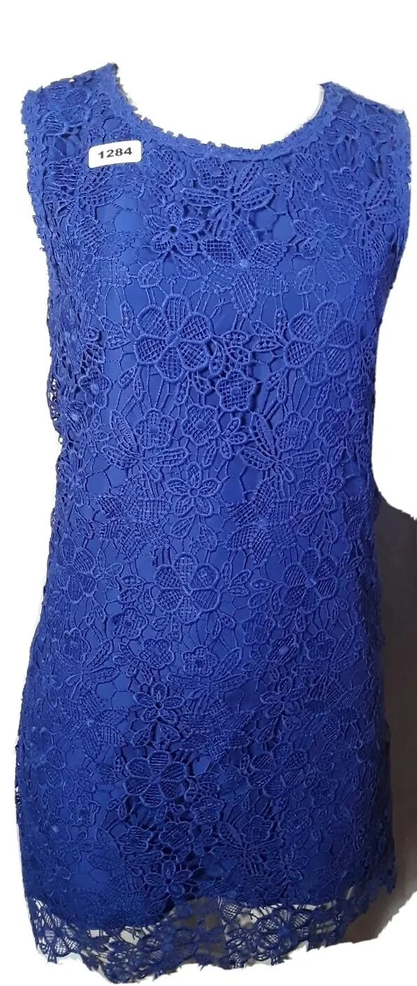 Abito in pizzo blu senza maniche Kate Spade per ragazze taglia 14 sovrapposizione giovanile formale