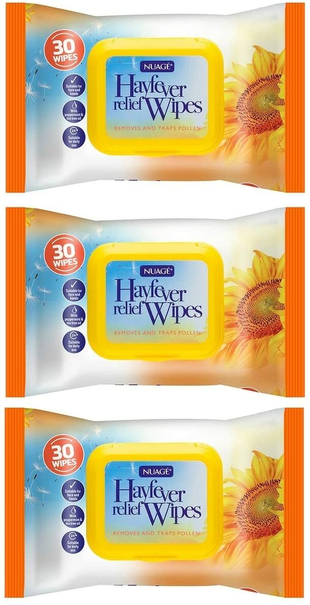 3 Pack Nuage Hayfever Allergy Relief Wipes 30 Wipes (Total 90 Wipes)