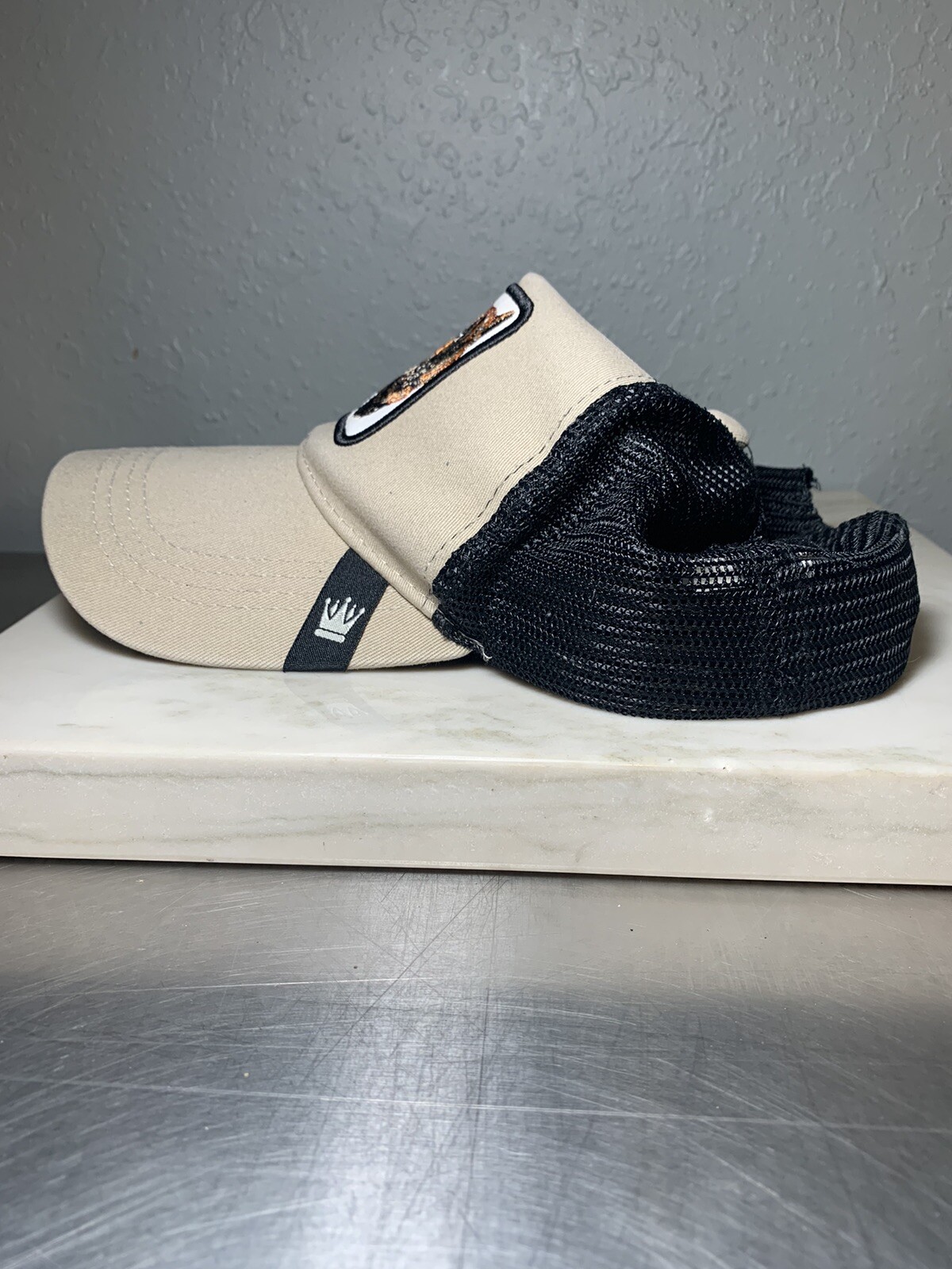 Tiger Patch Beige & Black Adjustable Snapback Mes… - image 7