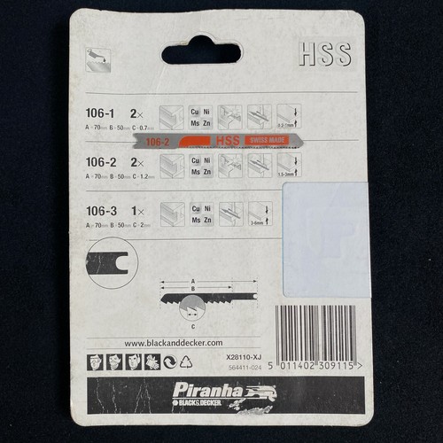 20 Black & Decker 'U' Shank Jigsaw Blades for Sheet Metal 1.5mm - 3mm (106-2) - Picture 5 of 5